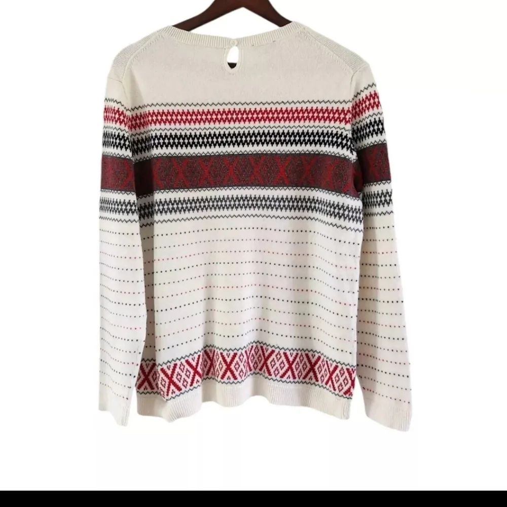 Talbots Womens XL Cotton Cashmere Fair Isle Sweater Ski Pullover - Picture 5 of 8